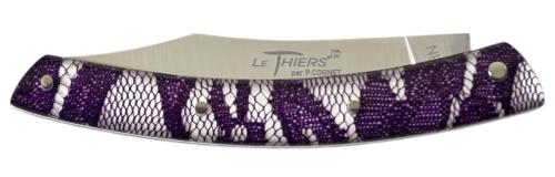 Couteau Le Thiers® par P. Cognet Manche en matériau composite résine à inclusions dentelle violette.
