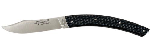 Couteau fermant Le Thiers® par P. Cognet-fibre de carbone bleue.