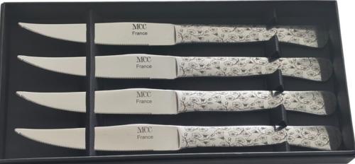 Coffret de table tout inox décors fleurs laser
