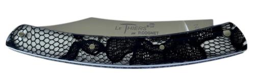 Couteau Le Thiers® par P.Cognet-manche résine inclusions dentelle  