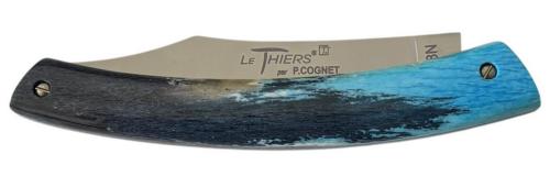 Le Thiers® par P. Cognet-Manche os de chameau teinté bleu.