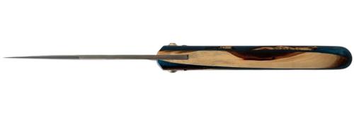 Couteau Le Capucin manche Genévrier avec une résine bleue