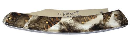 Le Thiers par P. Cognet Manche résine inclusions plumes de bécasse