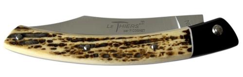 Couteau Le Thiers® par P.Cognet-manche os de chameau cerfé et ébène 