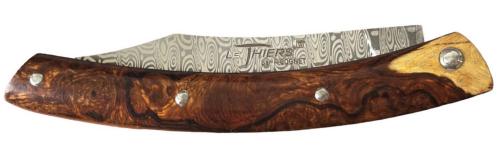 Couteau Le Thiers® par P. Cognet - manche loupe bois de fer lame damas