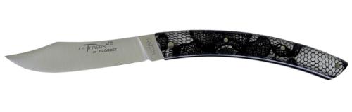 Couteau Le Thiers® par P.Cognet-manche résine inclusions dentelle  