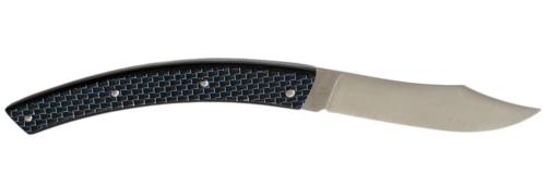 Couteau fermant Le Thiers® par P. Cognet-fibre de carbone bleue.