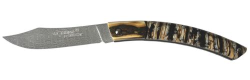 Couteau fermant Le Thiers® par P. Cognet-Molaire de Mammouth lame Damas