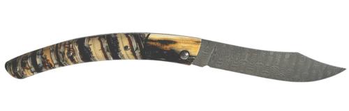 Couteau fermant Le Thiers® par P. Cognet-Molaire de Mammouth lame Damas