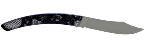 Couteau Le Thiers® par P.Cognet-manche résine inclusions dentelle  
