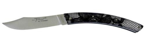 Couteau Le Thiers® par P.Cognet-manche résine inclusions dentelle  