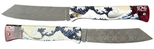 Sons Of Douk-Douk® Art Japonais, lame Higonokami damas Roses.