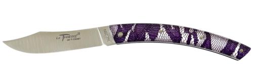 Couteau Le Thiers® par P. Cognet Manche en matériau composite résine à inclusions dentelle violette.