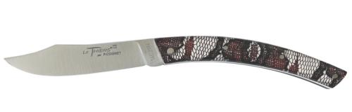 Couteau Le Thiers® par P.Cognet-manche résine inclusions dentelle  