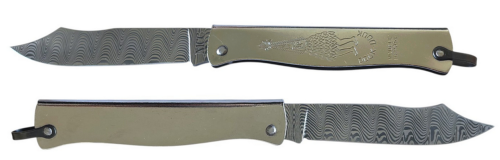 Couteau Douk-Douk® 160mm lame Damas Odin's Eye manche chromé