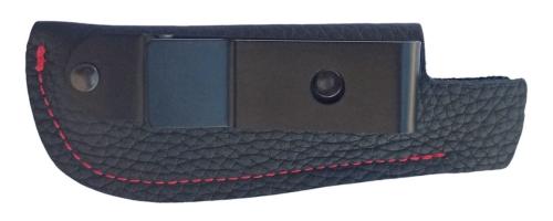 Etui cuir avec clip métal de ceinture lame Yatagan.