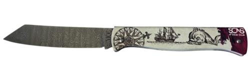 Couteau Sons of Douk-Douk© Thème Marin, lame Higonokami damas Thor™.