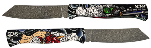 Couteau Sons of Douk-Douk© Thème Art Japonais-Oni,Higonokami damas carbone Turkish