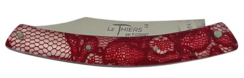 Couteau Le Thiers manche résine inclusions dentelle  