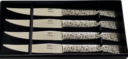 Coffret de table tout inox décors feuilles laser