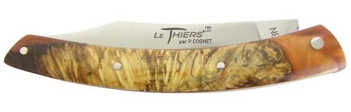 Couteau Le Thiers® par P. Cognet - manche en buis et résine cuivré.