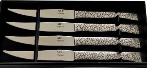 Coffret de table tout inox décors feuillages laser