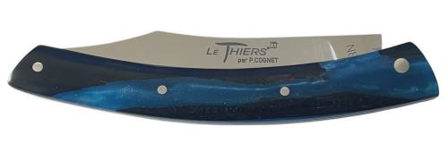 Couteau fermant Le Thiers® par P. Cognet ébène d'Afrique et résine bleue