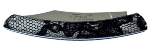 Couteau Le Thiers® par P.Cognet-manche résine inclusions dentelle  