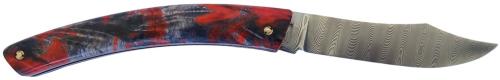 Couteau fermant le Thiers par P.Cognet bois de Peuplier lame Damas carbone Step.