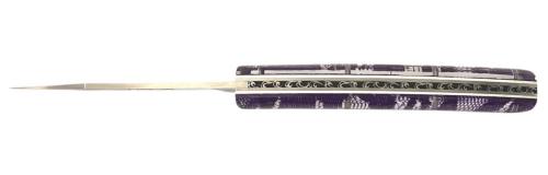 Couteau Le Thiers® par P. Cognet Manche en matériau composite résine à inclusions dentelle violette.