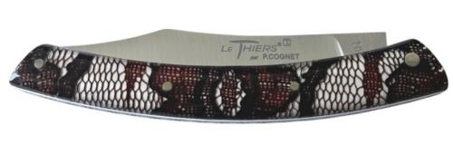 Couteau Le Thiers® par P.Cognet-manche résine inclusions dentelle  