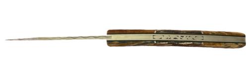 Couteau fermant le Thiers® par P.Cognet Fourche de Peuplier et Abalone